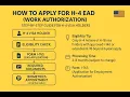 How to Apply for H-4 EAD Work Authorization Step-by-Step Guide for H-4 Visa Holders
