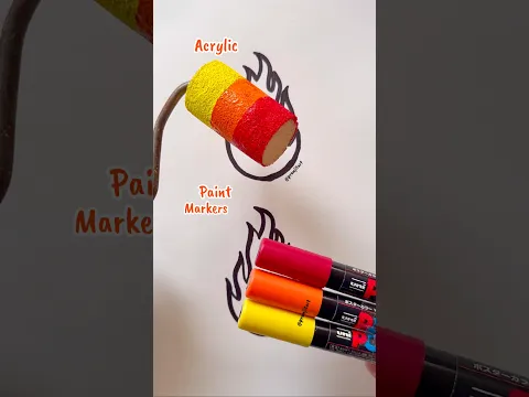 Flame 🔥 with Acrylics VS Paint markers! #artshorts