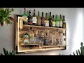 Decorative wooden hanging alcohol bottle shelf bartending bartender s shelf LED lighting