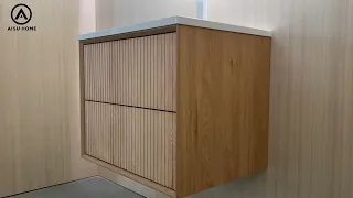 AISUHOME 24 Floating Bathroom Vanity Set - Solid Wood Modern Wall Mounted Cabinet