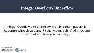 Integer Overflow Under flow