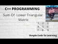 7 Write a C Program to find Sum of lower triangular elements in a matrix Hindi