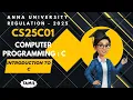 Introduction to C in Computer Programming C tamil CS25C01 Anna University regulation 2025