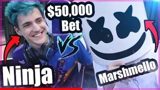 NINJA LOSES $50,000 FORTNITE BET TO MARSHMELLO! Epic \u0026 Funny Fails \u0026 Moments