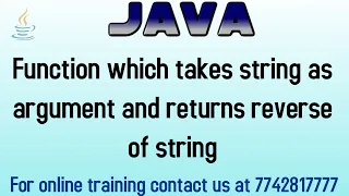 get reverse of string using function in java in hindi