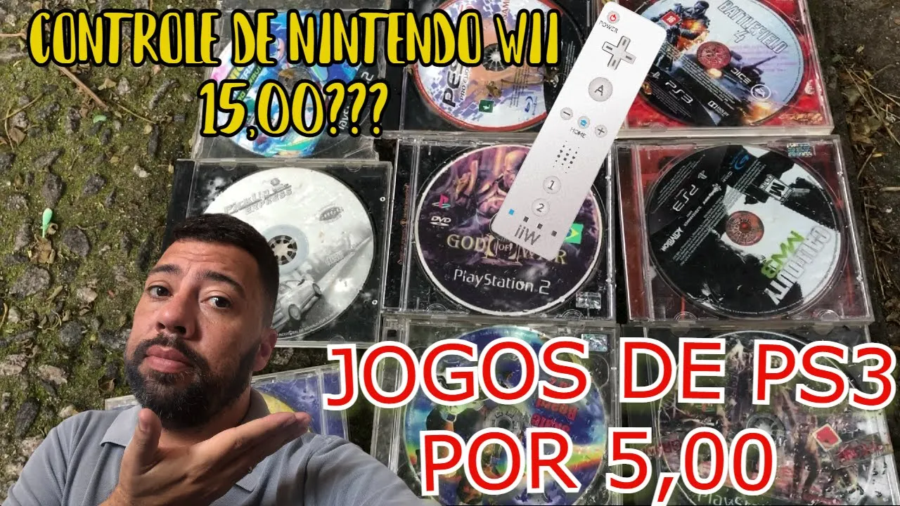 CAÇADA GAMER TOP FEIRA DO ROLO... JOGOS PS3 CONTROLE WII BONECOS