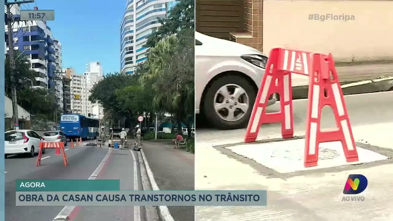 Obra da Casan causa transtornos no trânsito em Florianópolis