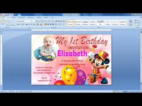 Download MP3 How to make Picture Invitation Card Design in Ms Word | Invitation Card Design in Ms word | Ms word