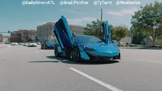 Supercars take over Atlanta - Exotic Cars run red lights with police escort