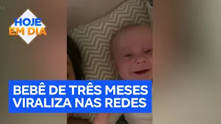 Bebê de apenas três meses viraliza nas redes sociais ao responder ao 'bom dia' da irmã