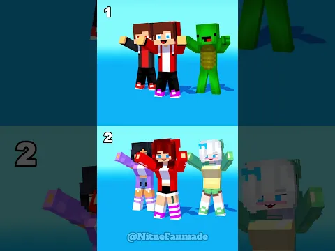 JJ Boys vs Girls Silly Cat Dance - Minecraft Animation