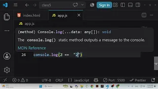 JavaScript Class 5 Comparison Operators