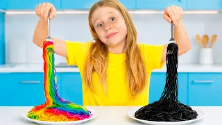 Nastya đang học cách nấu những món ăn lành mạnh và sáng tạo