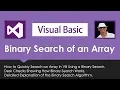 How to Binary Search Algorithm and Do Searches in VB