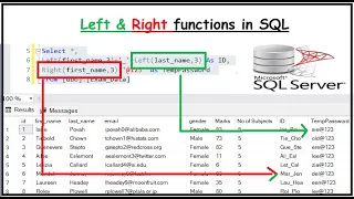 Left and Right Functions in SQL