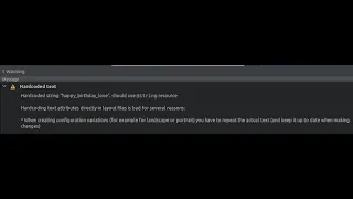 ANDROID STUDIO WARNING - HARDCODED TEXT