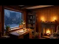 Cozy Winter Room Fireplace Snow Piano Jazz for Focus Study Work 1 Hour