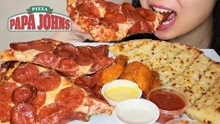 PAPA JOHNS SHAQARONI PIZZA ASMR MUKBANG CHEESE STICKS BONELESS WINGS NO TALKING