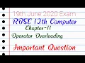 Chapter-11 Operator Overloading Basic Revision Class in Hindi RBSE Tutorial