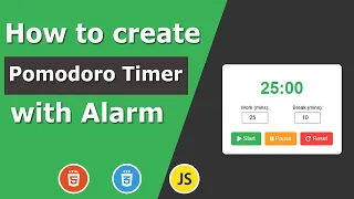 How to create Pomodoro Timer with Alarm JavaScript CSS3