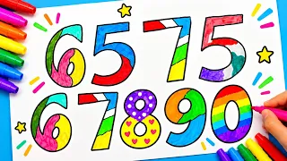 Drawing and Coloring Numbers from 61 to 90 