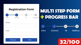 Multi Step Form With Progress bar Using HTML CSS JavaScript Project