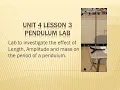 Physics 20 Pendulum Lab