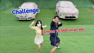 10,000 Ad Sticker Removal Challenge—Who Finishes First?