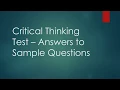 Critical Thinking Test - Answers to Sample Questions