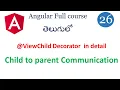 View Child Decorator in Angular component communication in Angular Angular tutorials in Telugu