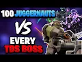 100 Juggernauts Vs Every TDS Boss Roblox Tower Defense Simulator