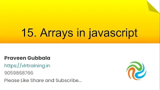 Arrays in javascript Javascript Foundation Training s In telugu 15
