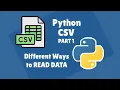 Python CSV for Beginners Series Different ways to READ DATA from CSV