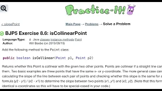 Java Practice It Exercise 8 6 isCollinearPoint classes instance methods Point
