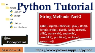 Python Tutorial for Beginners String Methods Part - 2 split startswith endswith and more