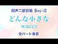 【同声二部合唱  key−2】『どんな小さな』wacci /「放課後カルテ」主題歌 / 前半▷歌メロディあり  後半▷伴奏音源のみ / covered by lento