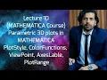 Parametric 3D plots in MATHEMATICA PlotStyle ColorFunctions ViewPoint AxesLable PlotRange