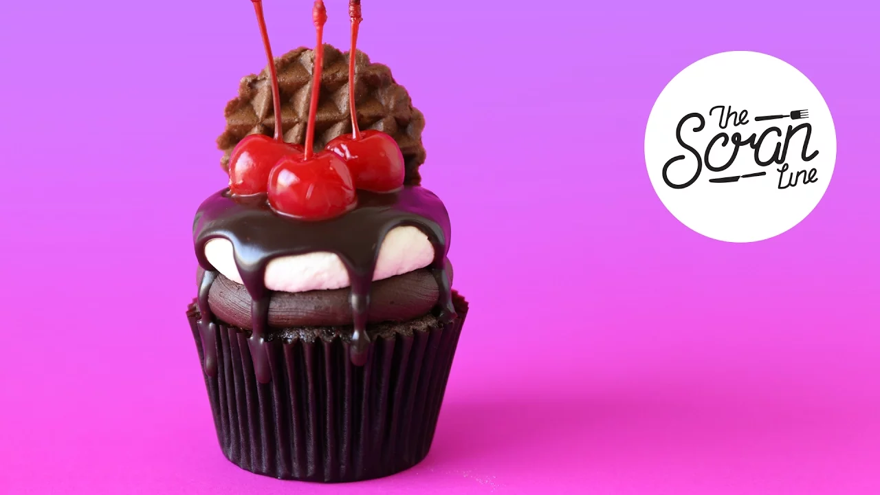 BLACK FOREST WAFFLE CUPCAKES - The Scran Line
