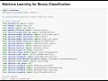 Machine Learning for Binary Classification Jupyter Notebook Python Data Science for beginners