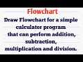 Draw Flowchart for a simple calculator Addition Subtraction Multiplication Division