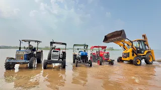 Washing All Tractors in Deep Water | New Holland | Mahindra Yuvo | Swaraj | Massey Ferguson