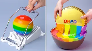 Receta de pastel arcoíris 💯 Ideas relajantes de pastel arcoíris en miniatura ASMR 💯
