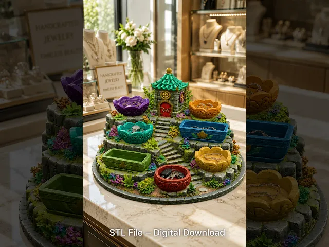 Fantasy Village Jewelry Organizer STL File for 3D Print video thumbnail