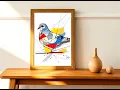 Transform Your Space with Stunning Geometric Pigeon Art - Calm Color Mindfulness