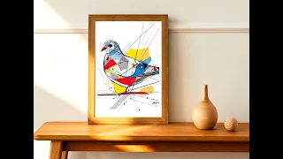 Transform Your Space with Stunning Geometric Pigeon Art - Calm Color Mindfulness