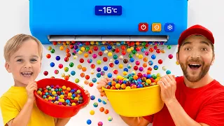 Mike e o Tio consertam o ar-condicionado quebrado - História de Brinquedo para Crianças
