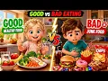SLOW ENGLISH GOOD VS BAD HEALTHY AND JUNK FOOD Slow English Story For Beginners A2 Level