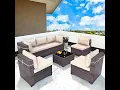 Review Gotland 7 Piece Outdoor Patio Furniture Sets All-Weather Outdoor Sectional Furniture