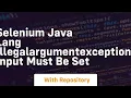 selenium java lang illegalargumentexception input must be set