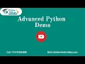 Advanced Python Online Training Basics of Advanced Python Demo-1 OnlineITvidhya